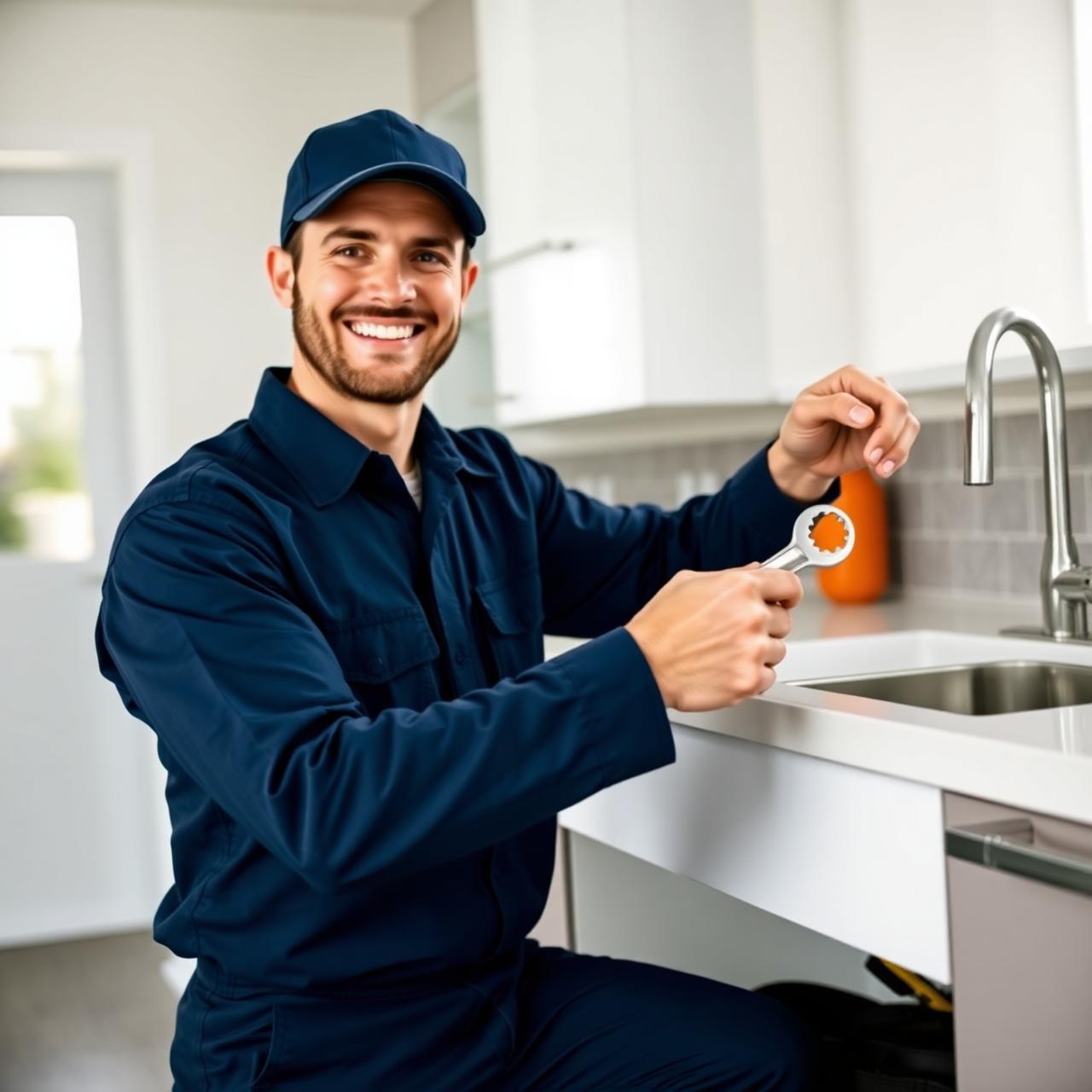 Profissional uniformizado da HomeFix realizando um reparo residencial